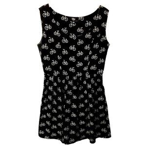Iska London Fit & Flare Dress Black White Bicycle Print Sleeveless - 10/12
